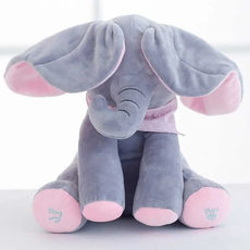 30cm Peek a Boo Elephant Stuffed Plush Doll Electric Toy Talking Singing Musical Toy Elephant Play Hide and Seek for Kids Gift
