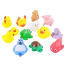 13 Pcs Cute Animals Swimming Water Toys Colorful Soft Rubber Float Squeeze Sound Squeaky Bathing Toy For Baby Bath Toys GYH