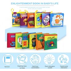 Coolplay Soft Cloth Books Rustle Sound Infant Baby Quiet Books Educational Stroller Rattle Toys For Newborn Baby 0-12 month }