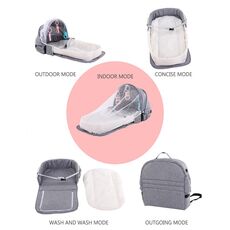 3Pcs Portable Bed Foldable Baby Bed Travel Sun Protection Mosquito Net Breathable Soft Infant Folding Sleeping Basket With Toys
