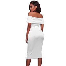 LIVA GIRL White Bardot Ruched Off Shoulder Bodycon Midi Dress Woman Summer Cocktail Slim Fit Party Dresses Red/Black Vestidos