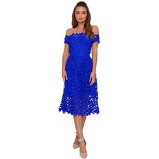 SEBOWEL Red/Blue/Black Summer Crochet Off Shoulder Lace Party Dress Women Elegant Short Sleeve Hollow Out Bardot Midi Dresses XL