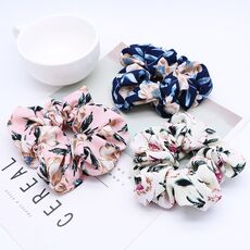 2020 Fashion Floral Print Scrunchies Solid Long Hair Ribbon For Women Ponytail Scarf Sweet Elastic Hair Band Hair Accessories