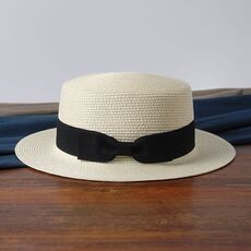 2020 simple Summer Parent-child Beach Hat Female Casual Panama Hat Lady Brand Women Flat brim Bowknot Straw cap girls Sun Hat