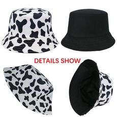 FOXMOTHER New Fashion Reversible Black White Cow Pattern Bucket Hats Fisherman Caps For Women Gorras Summer
