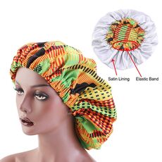 New Extra Large Satin Lined Bonnet Women Big Size Beauty Print Satin Silk Bonnet Sleep Night Cap Head Cover Bonnet Hat Wholesale