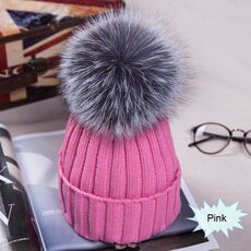 Winter Women Pom Pom Beanies Warm Knitted Bobble Girl Fur Pompom Hats Fur Pompon Casual Hat Cap