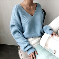 Colorfaith 2020 Autumn Winter Women's Knitwear sexy V-Neck Minimalist Tops Korean Irregular Hem Knitted Casual Sweaters SW8112