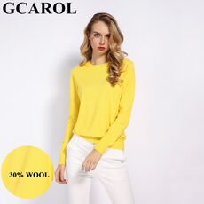 GCAROL Women Candy Knit Jumper Women 30% Wool Sweater Spring Autumn WInter Soft Stretch OL Render Knit Pullover Knitwear S-3XL