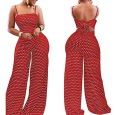 New arrival Women's Strap Sleeveless Jumpsuit Polka Dot Wide Leg Romper Ladies Casual Slim Playsuit Holiday Party Wear Summer