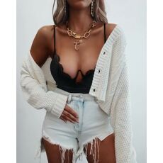 Women Knitted Cropped Cardigan Sweaters Female Short Coat V Neck Single Breasted Knitwear Spring Autumn Solid Shawl Jacket