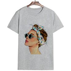 Plus Size Women Summer Vogue Print Lady Casual T-shirt Tops Harajuku Streetwear Short Sleeve O-Neck Tops Tees Camisetas Mujer