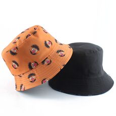 Summer Fisherman Hat Reversible Cartoon Bucket Hats For Women Men Street Hip Hop Bucket Cap Vintage Printed Fishing Hat