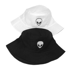 Unisex Embroidered Alien Foldable Bucket Hat Beach Sun Hat Street Headwear Fisherman Outdoor Cap Men and Woman Hat