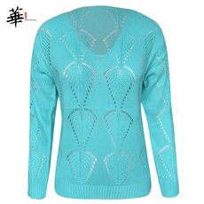 Sexy Hollow Out Knitted Woman Sweaters Pink V neck Pull Femme Autumn Fall 2020 Women Sweater Loose Jumper Sweater for Women