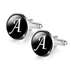 Men's Fashion A-Z Single Alphabet Cufflinks Silver Color Letter Cuff Button for Male Gentleman Shirt Wedding Cuff Links Gifts