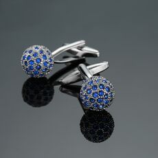 Novelty Luxury Blue white Cufflinks for Mens  Brand High Quality crown Crystal gold silvery Cufflinks Shirt Cuff Links