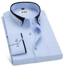 MACROSEA Men's Business Dress Shirts Male Formal Button-Down Collar Shirt Fashion Style Spring&Autumn Men's Casual Shirt