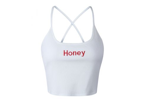Women Honey Letter Strap Tank Tops 2019 Female Slip Crop Tops Sexy Camis Club Camisoles White Red Ladies Short Tight Shirt
