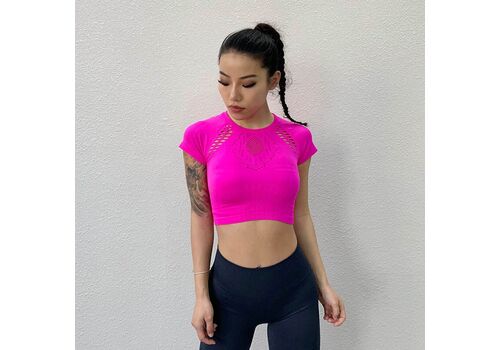 NORMOV Sexy Solid Color Women Short Sleeve Short Paragraph Tops Fitness Engrave Air Tees Skinny Slim fit O-Neck Tees